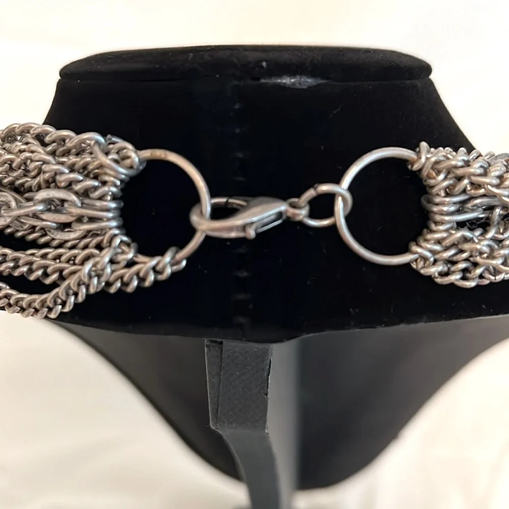 Multichain Silver Cross Rhinestone Necklace - Picture 4 of 5